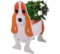 Creative Wooden Planter Animal Resin Flowerpot Dog Planter Plant Pots Cute Animal Dog and Goat Shaped Flower Pot, Interesting Plants Growth Container for Vegetables, Flowers, Herbs(Basset Hound)