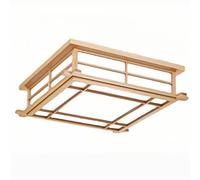 Creative Wooden Square Ceiling Lamp LED Dimmable Ceiling Light Fixture Modern Wood Color Lighting for Bedroom Study & Living Room European Style Flat Ceiling Lights