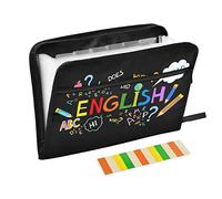 Creative Word English Expanding File Folder 13 Pockets A4 Paper Document Organizer Folder with Zipper Closure for Office School Teacher Student Nurse Gifts