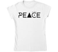 Creative Word Peace Design Women's T-Shirt White X-Large