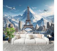 Creative World Architecture Mural Wallpaper for Living Room TV Backdrop Office Hotel Wall Decoration Poster Blue Wall Panoramic Mural Non-Woven Photo Wallpaper 250x175cm