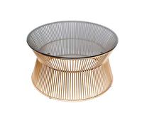 Creative Wrought Iron Coffee Table, Translucent Tempered Glass Table Top, Solid Wire Diameter Table Frame, Stable Structure, Not Easy to Shake, Designed for Modern Home, Round