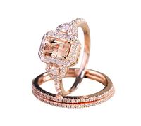 Creative Zircon Ring Fashion Jewelry Rose Gold Set Ring European Set Engagement Ring Fashion Ring For Women And Men Cute Costumes for Teen Girls (Rose Gold, 9)