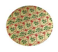 CreativeBAKER ~ 9" Round ~ Christmas Cake Card/Board ~ Gold ~ Bows and Holly