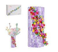 CreativeBlocker DIY Building Brick Vase Clear Purple Assembly Model Toy Bouquet Display Kit 10280 A Great Decoration (473pcs)