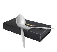 CREATIVECHEF Gray Kunz Spoon 2 Pack Stainless Steel Kunz Spoon, Dinner Serving Spoons Large Buffet, 7.8 & 9-Inch Classic Cooking Spoons, Chef Spons Kitchen Cutlery Set for Scooping and Mixing, Silver