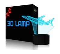 Creatively 3D Plane Lights LED Airplane Night Light, YKLWORLD 3D Aero Plane Illusion Table Lamp with 7 Colors and USB Powered, Best Bedroom Decor Toys