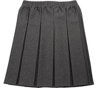 CreativeMinds UK School Uniform Girls Box Pleat Skirt Full Elastic Grey 6-7