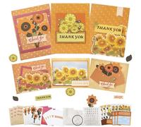 CREATIVETREES Card Making Kits Greeting Cards DIY Sunflower Thank You Cards with Envelopes, 9 Sets, Includes Wedding Thank You Cards, Sunflower Birthday Cards