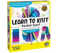 Creativity for Kids Learn to Knit Pocket Scarf - DIY Knitting Kit for Beginners, Kids Craft Kit