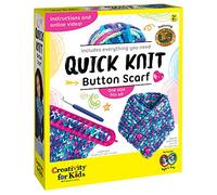 Creativity for Kids Quick Knit Button Scarf Craft Set, Winter Craft, Christmas, Birthday, Make Your Own Scarf, STEM Kit for Children, Gift Idea, Warm, Wool