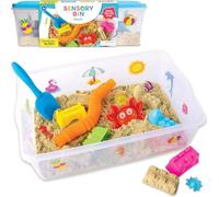 Creativity for Kids Sensory Beach Bin - Sandbox Toys for Kids & Toddlers, Indoor Alternative with Kinetic Sand, Molds, Shovel & Accessories for Imaginative Play