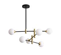 Creativity Iron Geometric Chandelier -Nordic Post-Modern Modern Personalized Ceiling Lamp,Suitable for The Master Bedroom Dining Room Living Room Lighting Lamp,Black + White