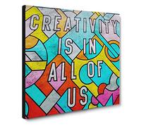 Creativity is in all of us Modern Typography Quote Canvas Print | Gallery Wrapped 30mm Frame Wall Art | 20x20 inches | Ready to Hang | Modern Typography Picture | Living Room Bedroom Lounge Office
