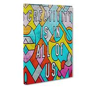 Creativity Is In All Of Us Typography Canvas Print | Gallery Wrapped 30mm Frame Wall Art | 30x20 inches | Ready to Hang | Contemporary Typography Picture | Living Room Bedroom Lounge Office