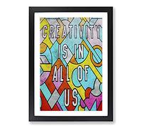 Creativity is in All of Us Typography Framed Print | A2 Black Framed Wall Art | Ready to Hang | Modern Positive Affirmations Picture | Living Room Bedroom Lounge Office