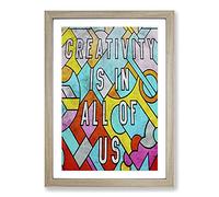 Creativity is in All of Us Typography Framed Print | A2 Oak Framed Wall Art | Ready to Hang | Modern Positive Affirmations Picture | Living Room Bedroom Lounge Office