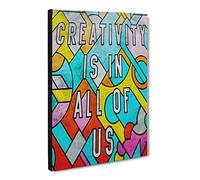 Creativity Is In All Of Us Typography Quote Canvas Print | Gallery Wrapped 30mm Frame Wall Art | 20x14 inches | Ready to Hang | Modern Typography Picture | Living Room Bedroom Lounge Office