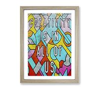 Creativity Is In All Of Us Typography Quote Framed Print | A2 Oak Framed Wall Art | Ready to Hang | Modern Positive Affirmations Picture | Living Room Bedroom Lounge Office