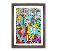 Creativity Is In All Of Us Typography Quote Framed Print | A4 Walnut Framed Wall Art | Ready to Hang | Modern Positive Affirmations Picture | Living Room Bedroom Lounge Office