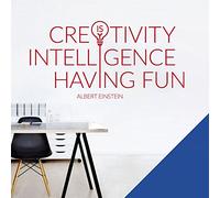 Creativity is Intelligence Having Fun - A. Einstein - Office Wall Sticker [XLarge] [Mid Blue]