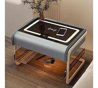 Creativity Smart Nightstand, Bedside Table with Wireless Charging, Acrylic Modern with LED Lights, Smart Side Table with Bluetooth Speaker, Bedroom/Kids Room/Living Room Night Stand (Blue)