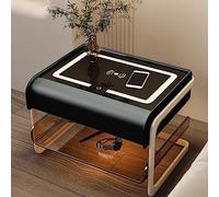 Creativity Smart Nightstand, Bedside Table with Wireless Charging, Acrylic Modern with LED Lights, Smart Side Table with Bluetooth Speaker, Bedroom/Kids Room/Living Room Night Stand (Black)