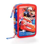 Creativolution - Complete school pencil case with 3 zips, containing 44 pieces including Giotto markers and coloured pencils with 4mm lead., Cars, Taglia Unica, modern