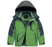 CREATMO US Boys Waterproof Ski Jacket Warm Winter Snow Windproof Snowboard, green, 10-12 Anos