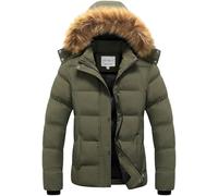 CREATMO US Women's Puffer Jacket, Army Green, L