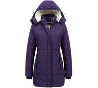 CREATMO US Women's Thicken Sherpa Winter Coat Puffy Warm Snow Jacket With Removable Hood, Dark Purple, X-Large