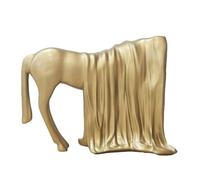 CreatoHundreds Abstract Horse Statue Resin Figurine Sculpture Ornament Decor Sculpted Body With Curtain Like Folds Refined Equestrian Form Suitable for home, Gold
