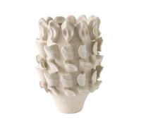 CreatoHundreds Ceramic Vase Sculptural Vase Handmade Vessel Decorative Jar Asymmetrical Rounded Form With Artful Leaf Edge Suitable for living room table entryway, White, High 27 27 H39cm
