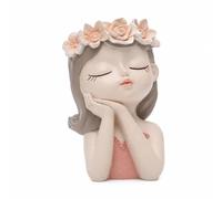 CreatoHundreds Decorative Planter Resin Bust Planter Head Planter Statue Planter Detailed Nymph Bust With Flower Crown For Greenery Or Artificial Blooms suitable for, Listening Fairy