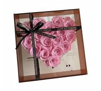 CreatoHundreds Flower Arrangement Preserved Roses Gift Box Heart Shaped Acrylic Display Floral Bouquet Artistic Presentation Desktop Decoration suitable for birthday, Diana