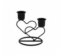 CreatoHundreds Pink Heart Candleholder Romantic Paired Hearts Candle Holder Iron Candlestick Minimalist Decor Smooth Glossy Finish Suitable for shelves mantels side, Black, style to 3
