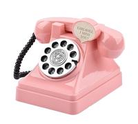 CreatoHundreds Vintage Telephone Money Box, Container, Photo Prop, Decorative Retro Telephone Piggy Bank for Cabinet Or Desk, Pink