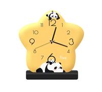 CreatoHundreds Wall Clock Decorative Analog Table Clock Desk Clock Sculptural Timepiece With Three Hand Movement And Easy To suitable for living room office bedside, 30cm 12 Inch, Star With Panda