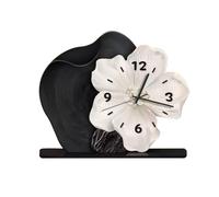 CreatoHundreds Wall Clock Decorative Analog Table Clock Desk Clock Sculptural Timepiece With Three Hand Movement And Easy To suitable for living room office bedside, 30cm 12 Inch, White Flower