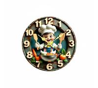 CreatoHundreds Wall Clock Modern Silent Wall Clock Decorative Wall Clock MDF Wall Clock Quiet Sweep Movement Flat 2D Face Minimal Look suitable for living room, 20cm, Chef With Knife