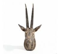 CreatoHundreds Wall Mount Sculpture Antelope Head Wall Decor Animal Bust Wall Art Deer Head Wall Hanging Resin Sculpture With Detailed Ridged Antlers suitable for, Gold