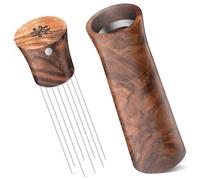 Creatomer Espresso Distribution WDT Tool - Walnut Wood Coffee Stirrer for Kitchen with Holder - Professional Barista Accessories with 8 Needles 0.4 mm, Extra 0.3 mm Needle - Gift for Coffee Lovers