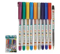 CREATOR Glitter Gel Pens, MULTICOLOUR, Medium Point (1.0mm), Pack of 10, Vibrant Colours Gel Pens, Write Draw Sketch Crafts, iZOFAX Black Ball Pen