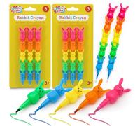 Creator Zone 6pk Rabbit Crayon - Swap Point Crayons for Kids Arts & Crafts, Easily Swappable Colours, Perfect as Baby Party Bag Fillers, Crayons for Party Bags, School Prizes & Gifts for Children