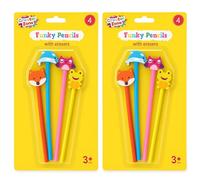 Creator Zone 8pcs Funky Pencils with Erasers - Fun Pencil for Kids Writing & Drawing with Playful Novelty Animal Toppers, Perfect for Childrens Birthday Party Bag Fillers, Class Gifts & School Prizes