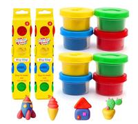Creator Zone 8pcs Play Clay Set - Colour Dough Modelling Kit, Easy to Carry, Perfect for Gifting, Crafting & Playing, DIY Kids Arts & Crafts Age 3+, Group Activities, Playdough Party Bag Fillers