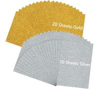 Creatorally 40 Sheets Glitter Cardstock A4, Gold and Silver Shiny Card Paper, 250 GSM Sparkly Sheet for Crafting DIY Gift Laser Cutting