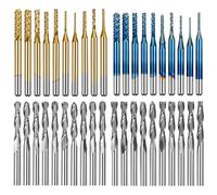 Creatorally 40Pcs End Mill CNC Router Bits, 1/8" Shank Engraving Milling Craving Bit Set, 4 Types Include Titanium Coat and Nano Blue Coat End Mill, 2-Flute Ball and 2-Flute Flat Nose Sprial Bit