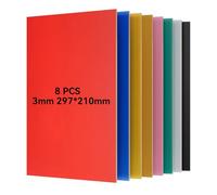 Creatorally 8 Pack Pre-Painted Colored Plywood Sheets,11.7" x 8.27" x 1/8 (3mm), 8 Colors Mixed Basswood,Ideal for Laser Cutting, Engraving, DIY Crafts, Ornaments, Models Making