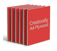 Creatorally Colored Plywood Sheets, 6pcs 297x210x3mm Laser Engraving Materials, A4 Colorful Basswood Board Ideal for DIY CNC Cutting Pyrography (Red)